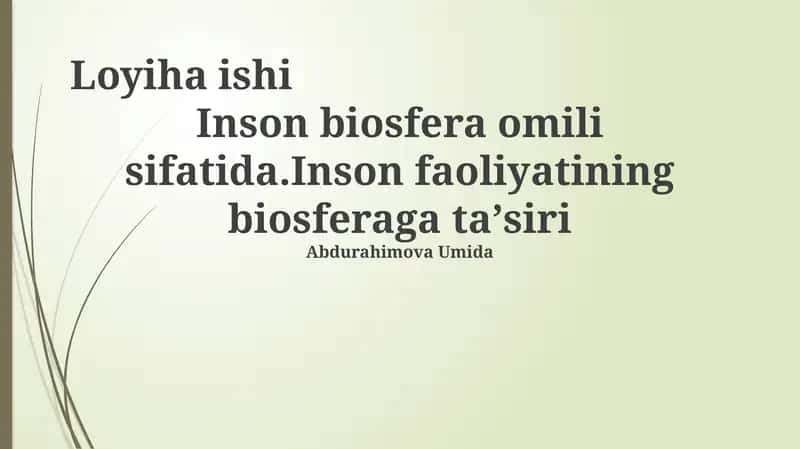 Inson biosfera omili sifatida