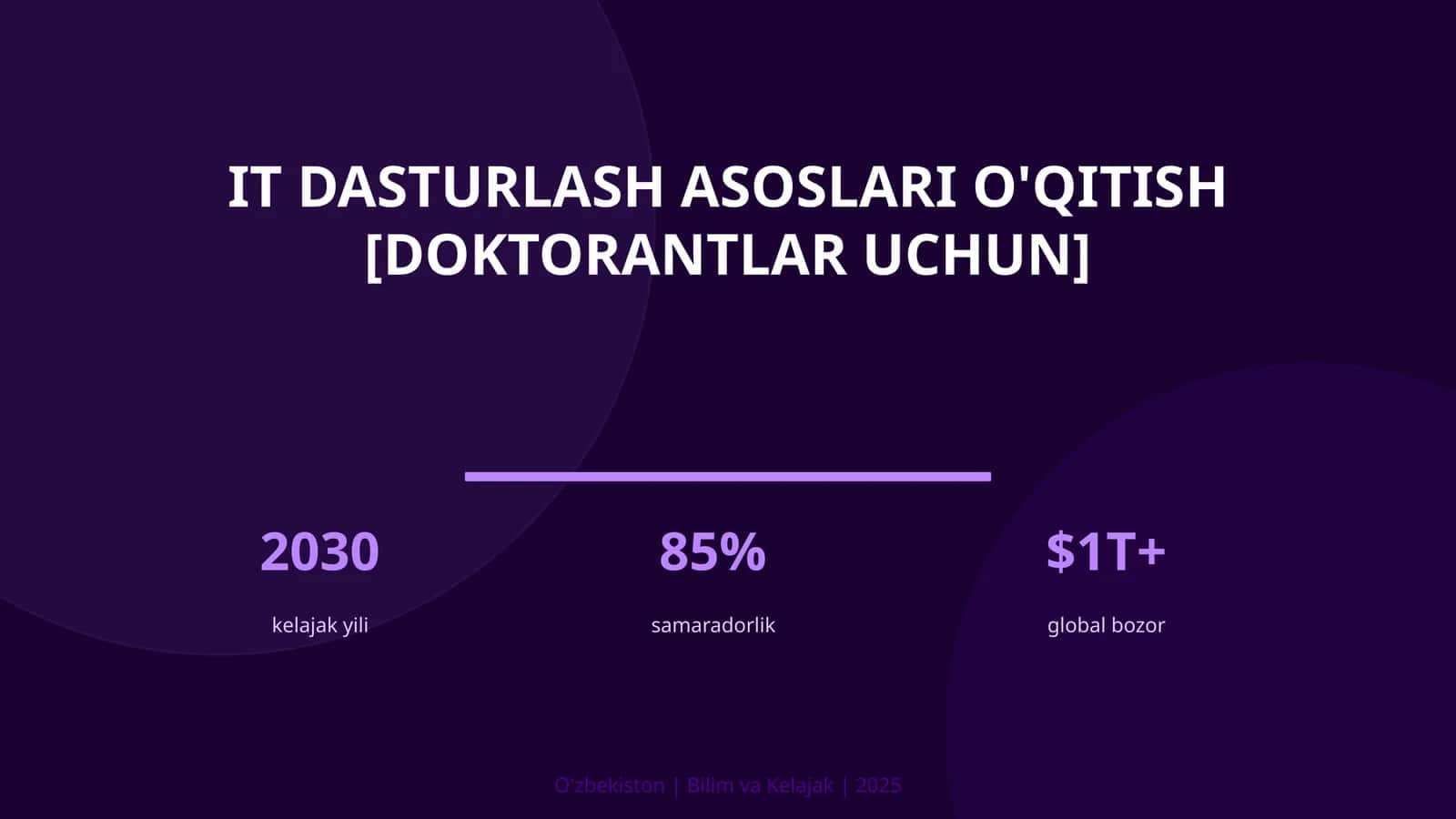 IT dasturlash asoslari o'qitish [doktorantlar uchun]
