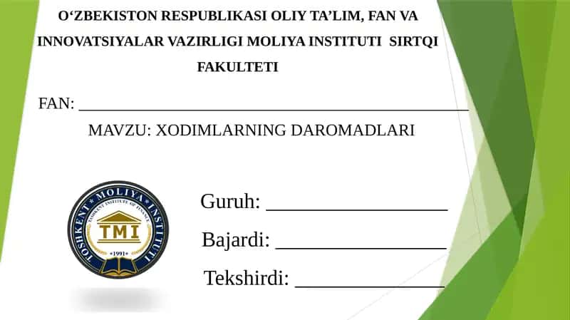Xodimlarning daromadlari