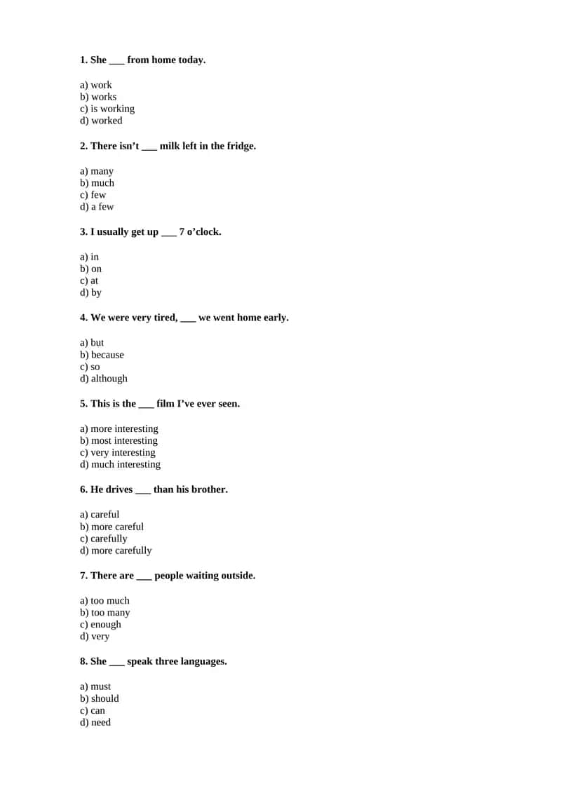pre-intermediate Test