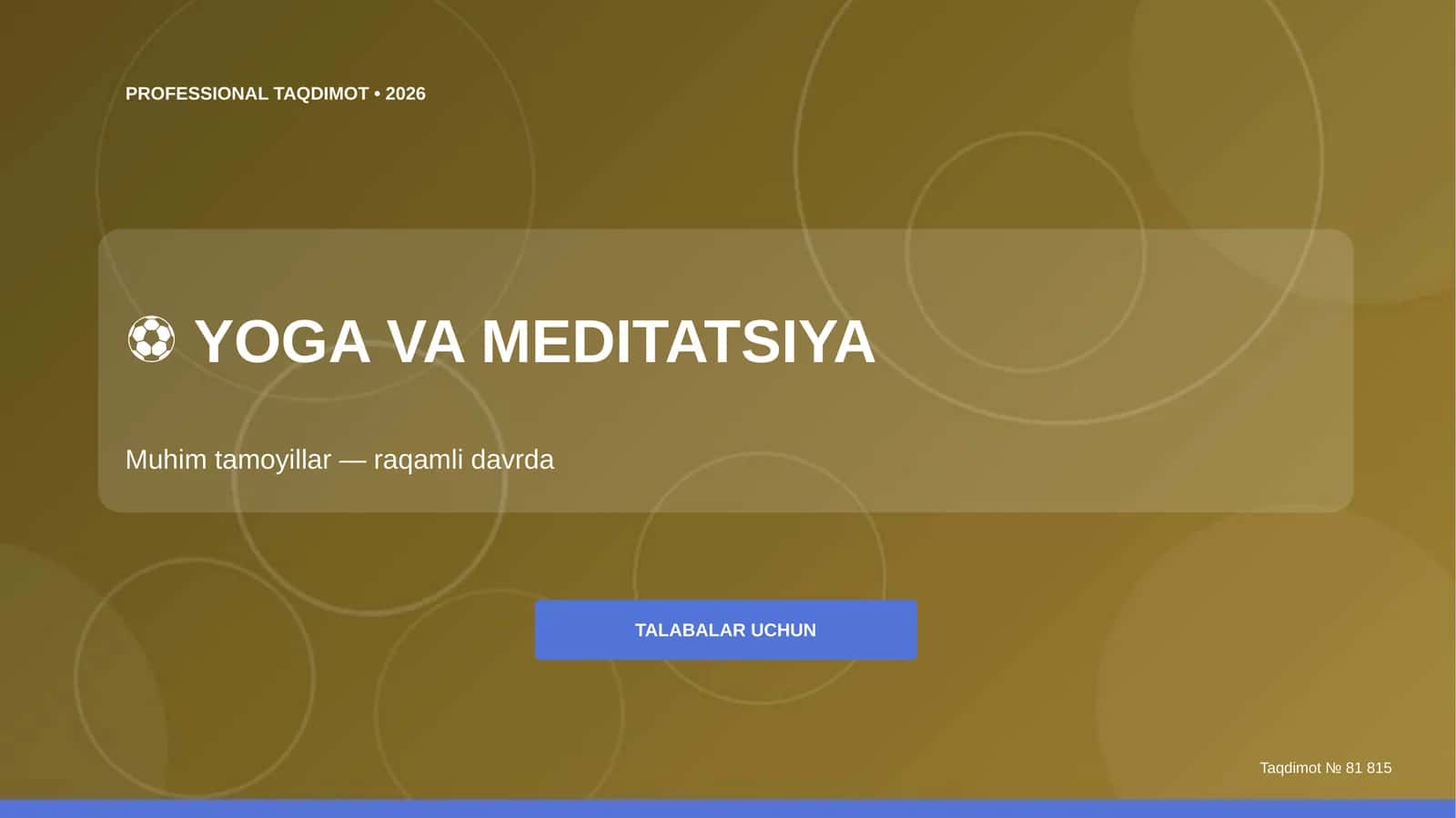 Yoga va meditatsiya: muhim tamoyillar (raqamli davrda) [talabalar uchun]