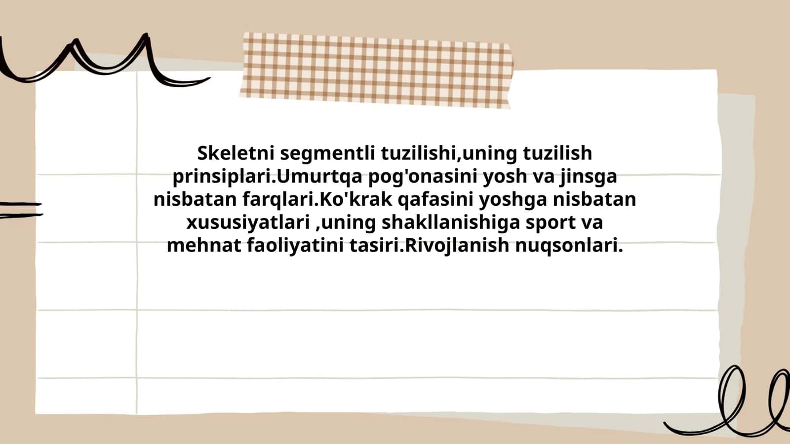 Skeletni segmentli tuzilishi va uning prinsiplari