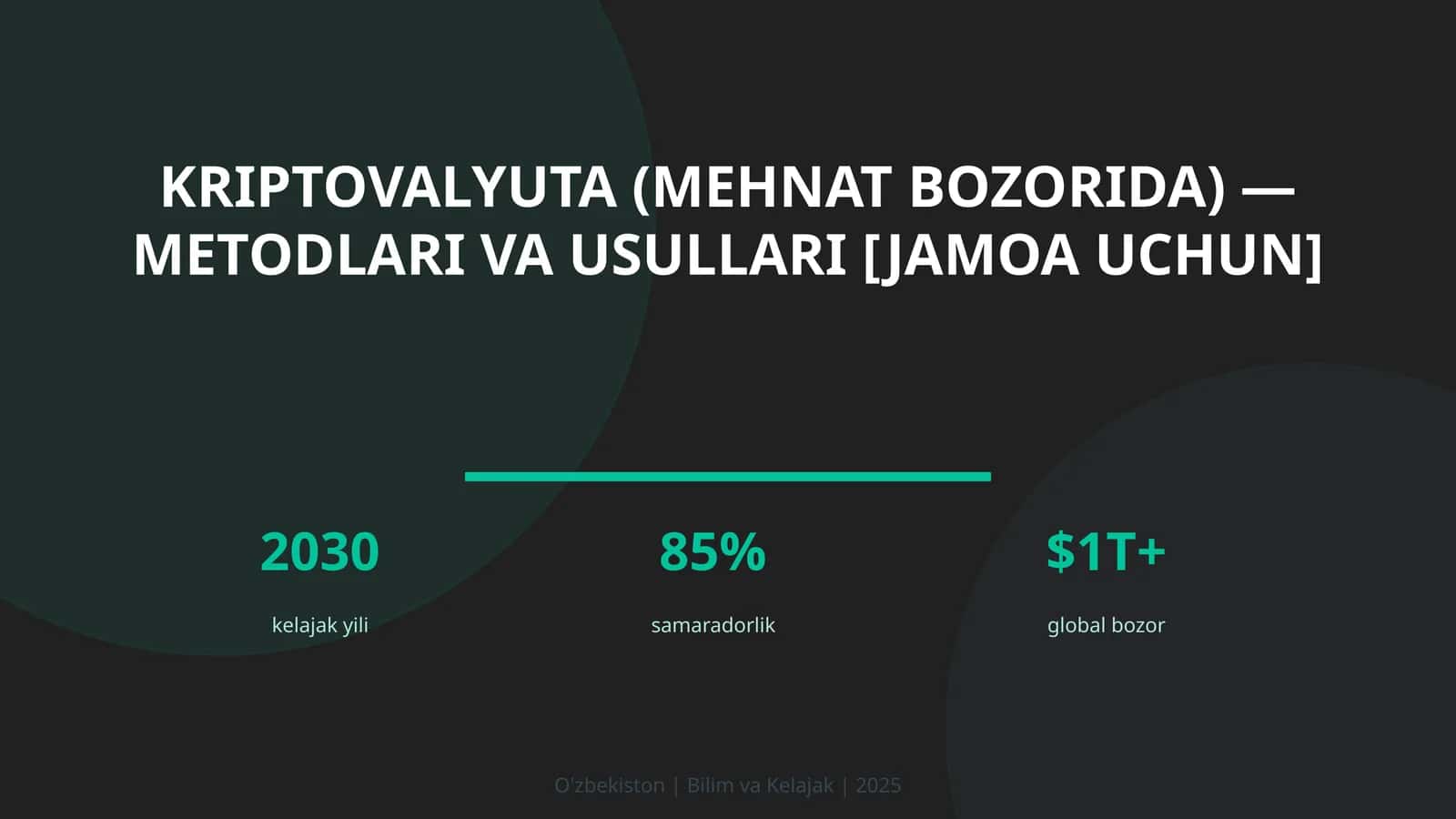 Kriptovalyuta (mehnat bozorida) — metodlari va usullari [jamoa uchun]