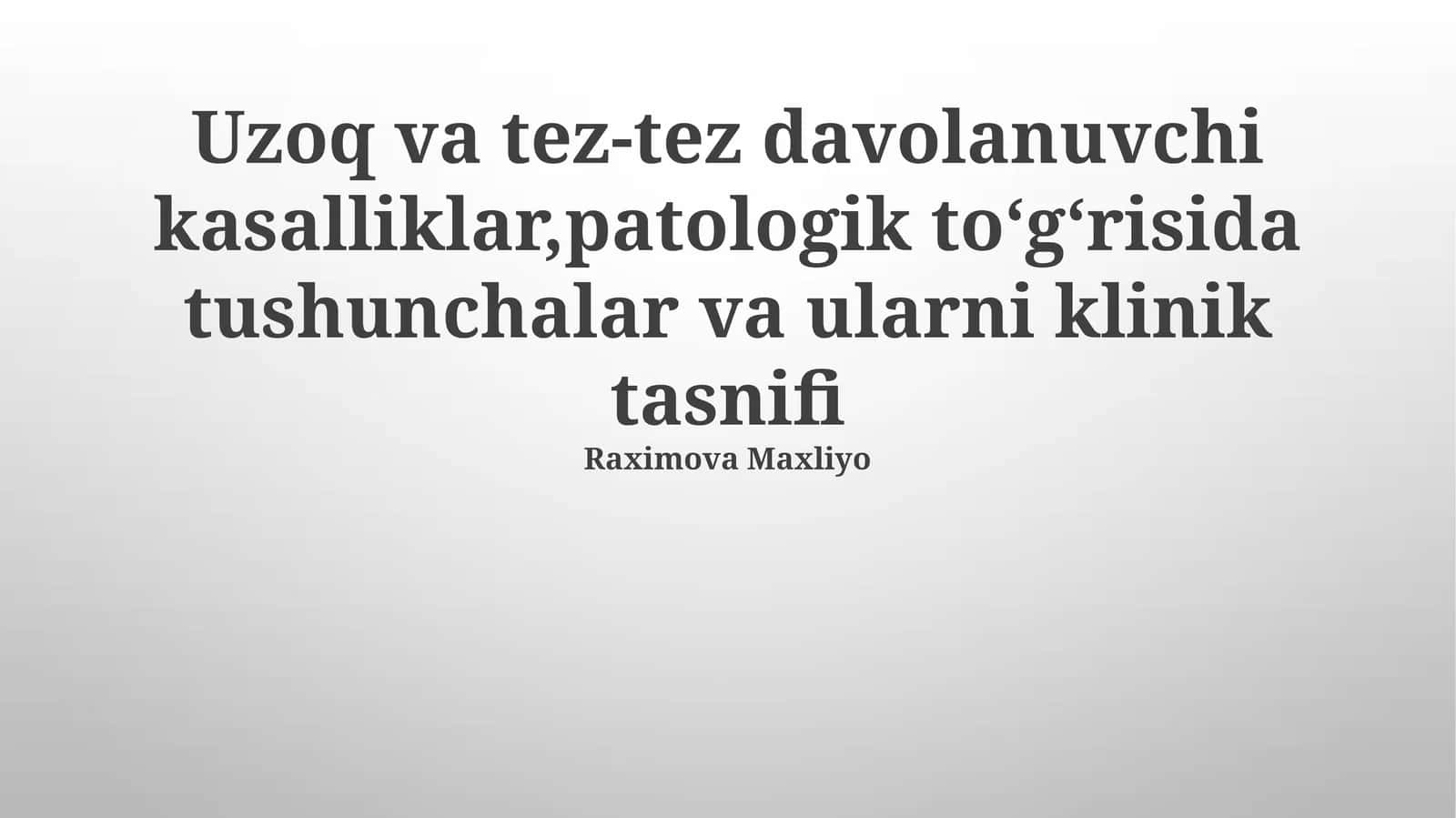 Klinik Amaliyotda qo'llaniladigan Tasniflash Tizimlari