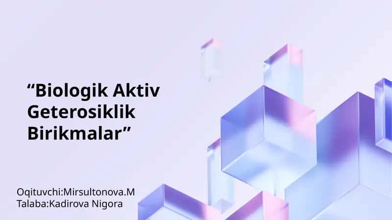 Biologik Aktiv Geterosiklik Birikmalar