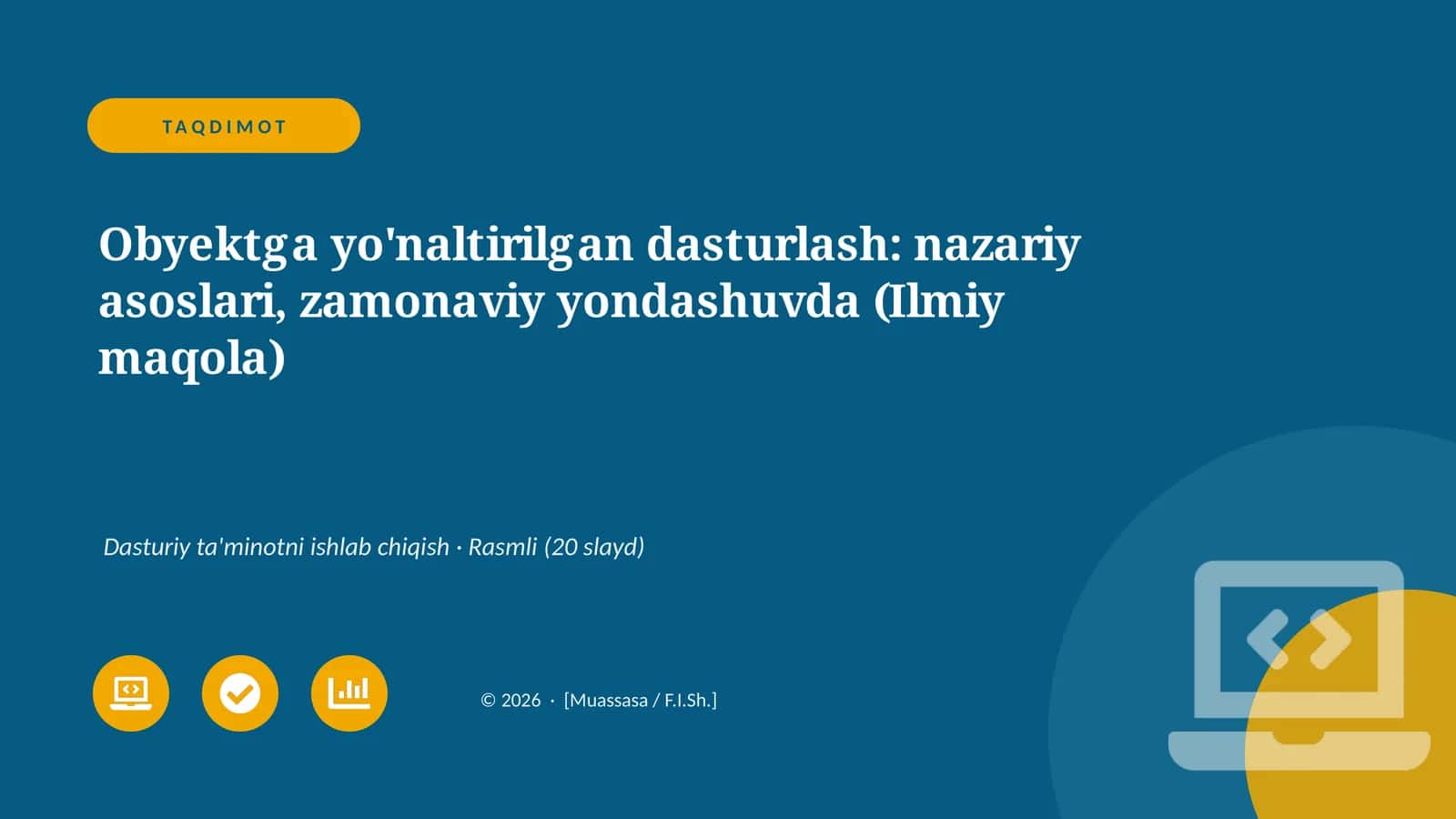 Obyektga yo'naltirilgan dasturlash: nazariy asoslari, zamonaviy yondashuvda (Ilmiy maqola)