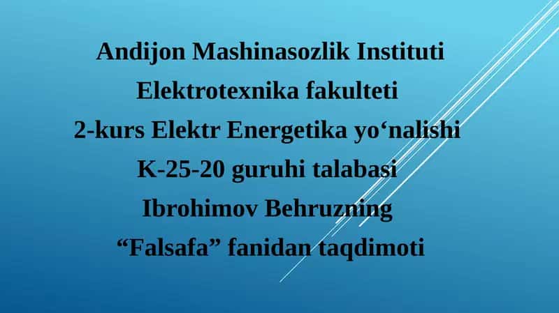 "Falsafa" fanidan taqdimoti
