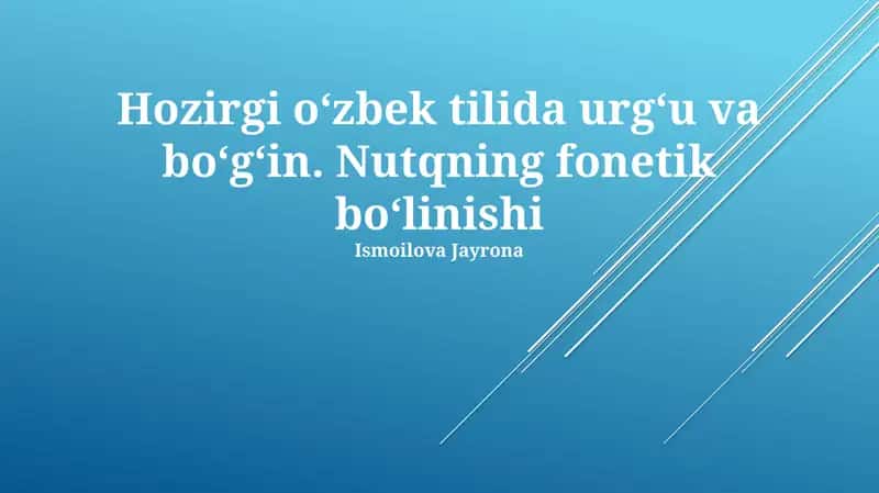 Nutqning fonetik bo‘linishi