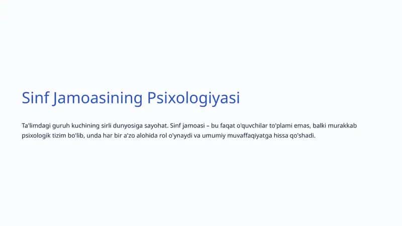 Sinf Jamoasining Psixologiyasi