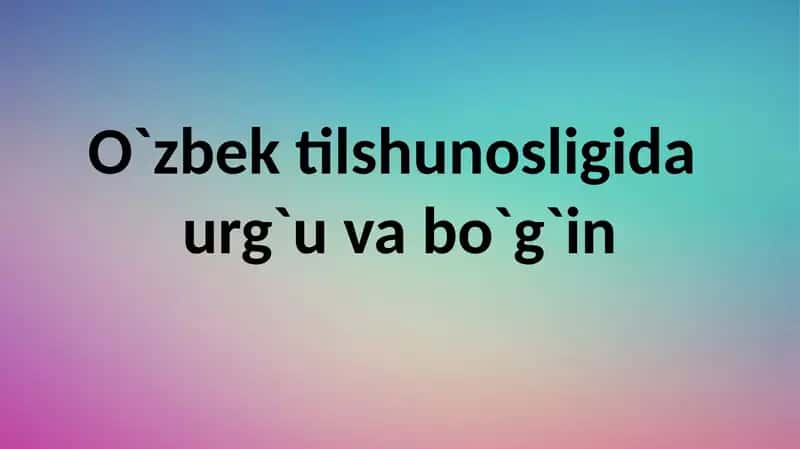 O`zbek tilshunosligida urg`u va bo`g`in