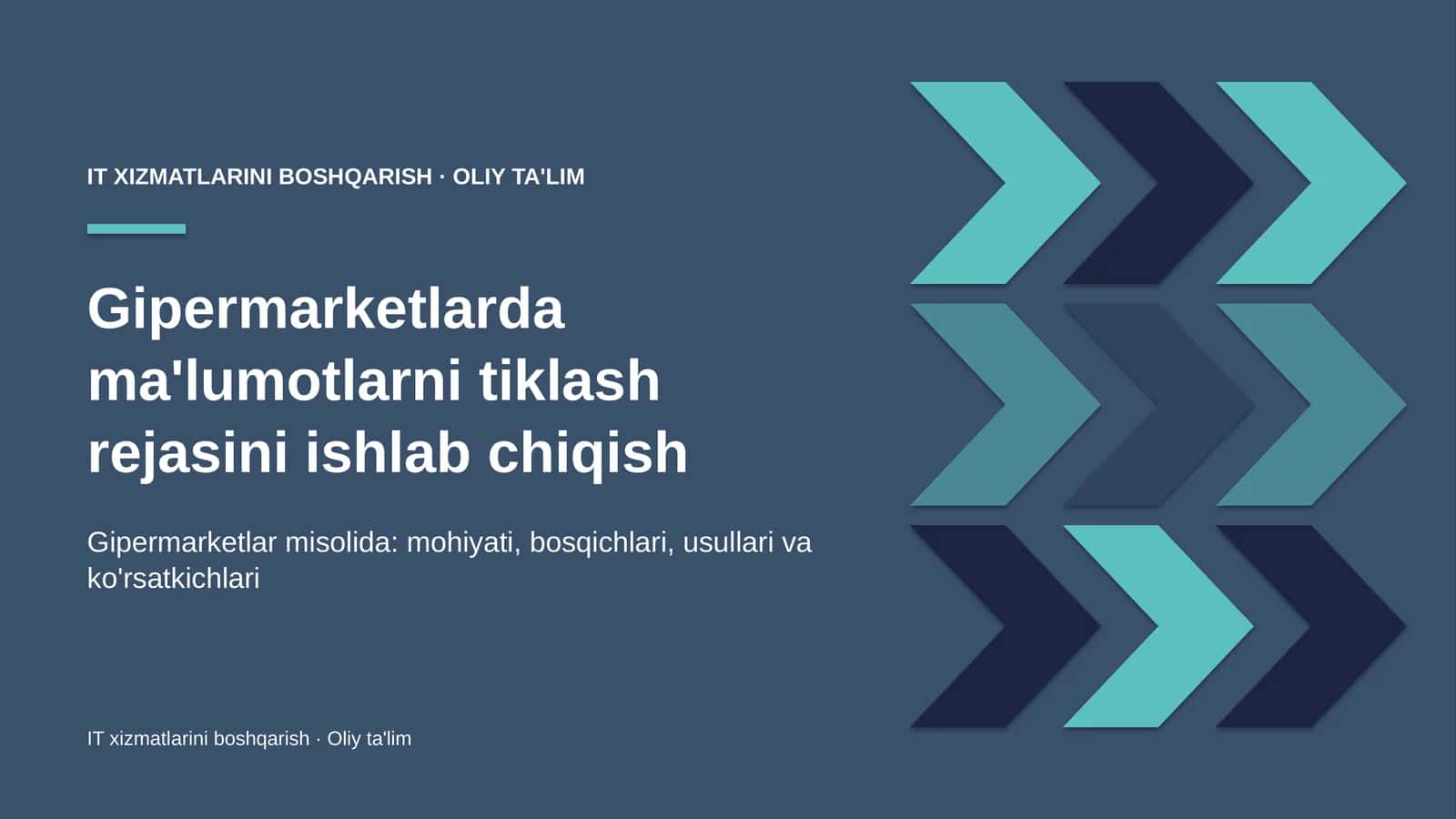 Gipermarketlarda ma'lumotlarni tiklash rejasini ishlab chiqish