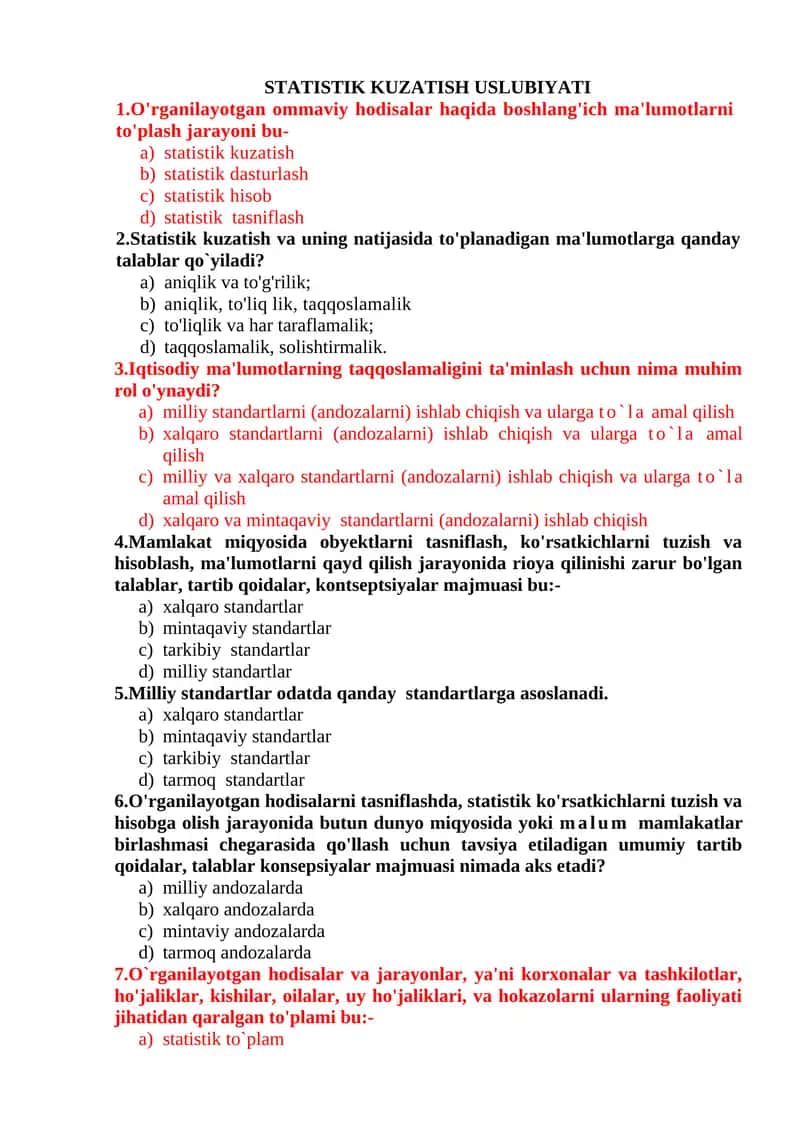 STATISTIK KUZATISH USLUBIYATI