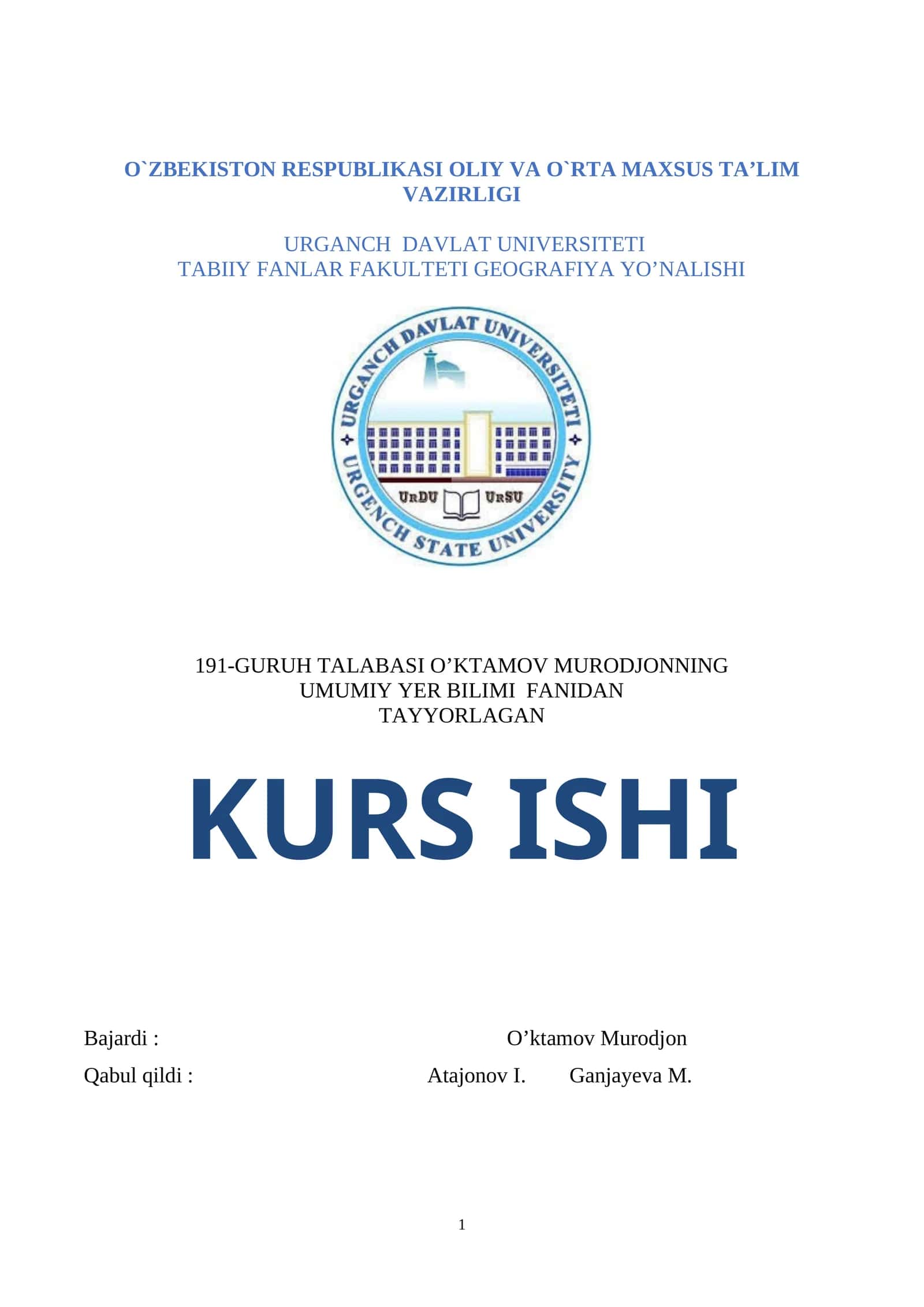 Gidrosfera va uning tarkibiy qismlari