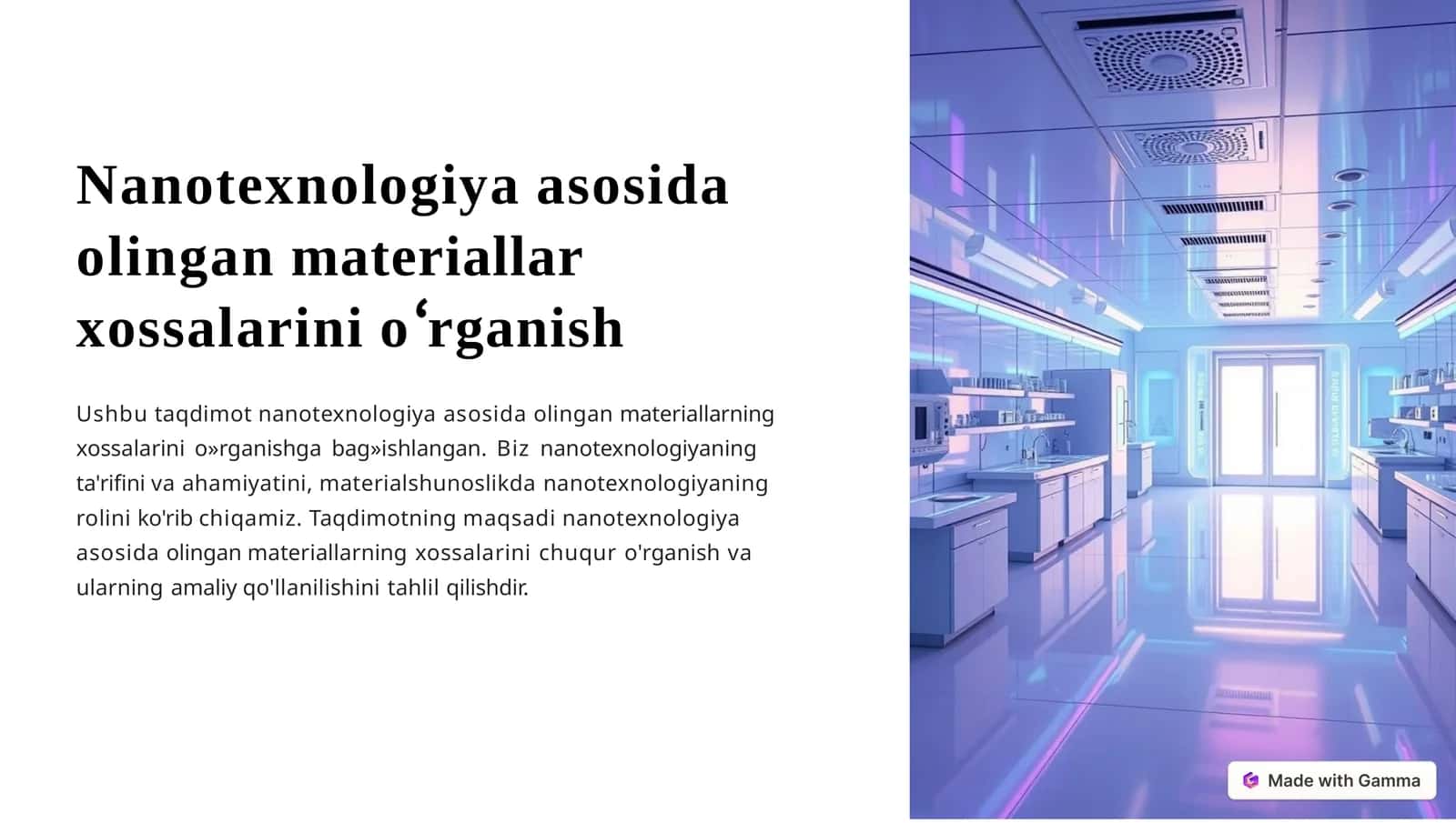 Nanotexnologiya asosida olingan materiallar xossalarini organish