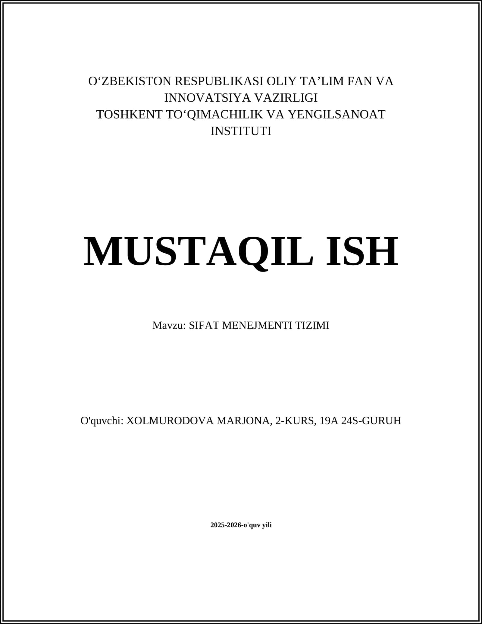 Sifat Menejmenti Tizimi