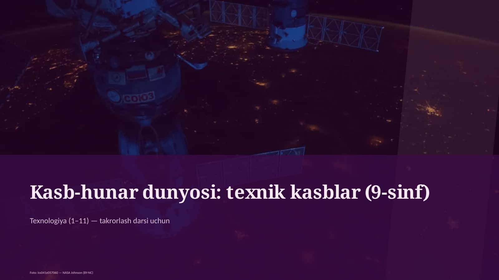 Kasb-hunar dunyosi: texnik kasblar (9-sinf)