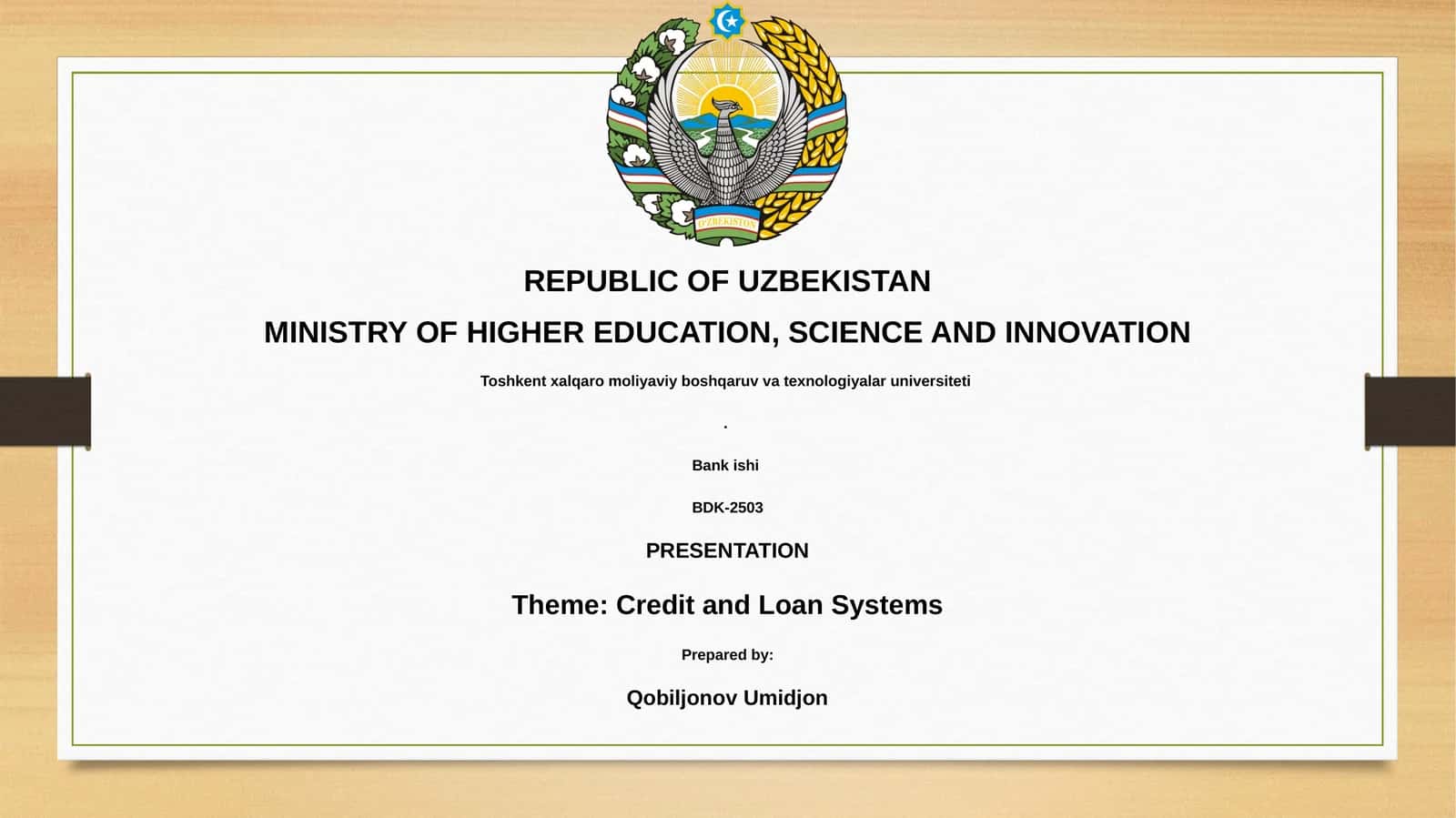 Credit and Loan Systems