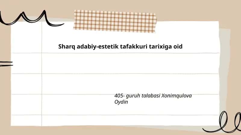 Sharq adabiy-estetik tafakkuri tarixiga oid