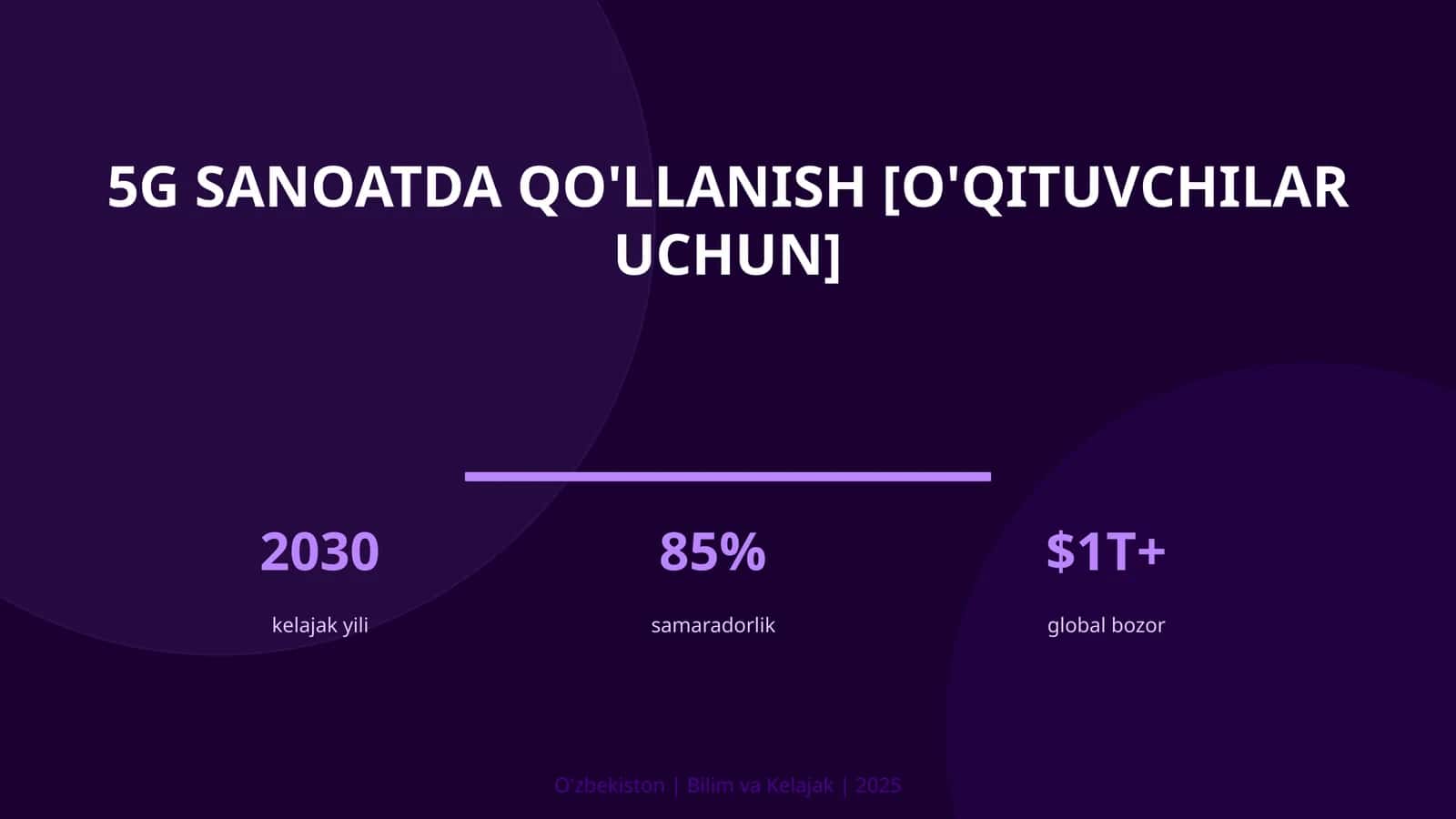 5G sanoatda qo'llanish [o'qituvchilar uchun]