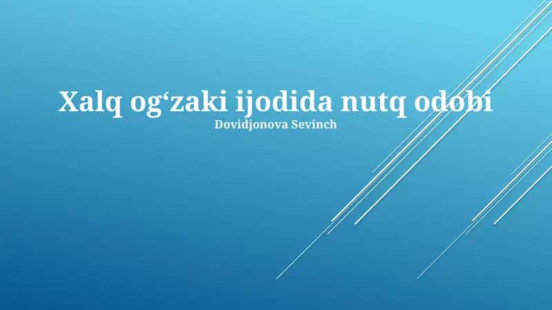 Xalq ogʻzaki ijodida nutq odobi