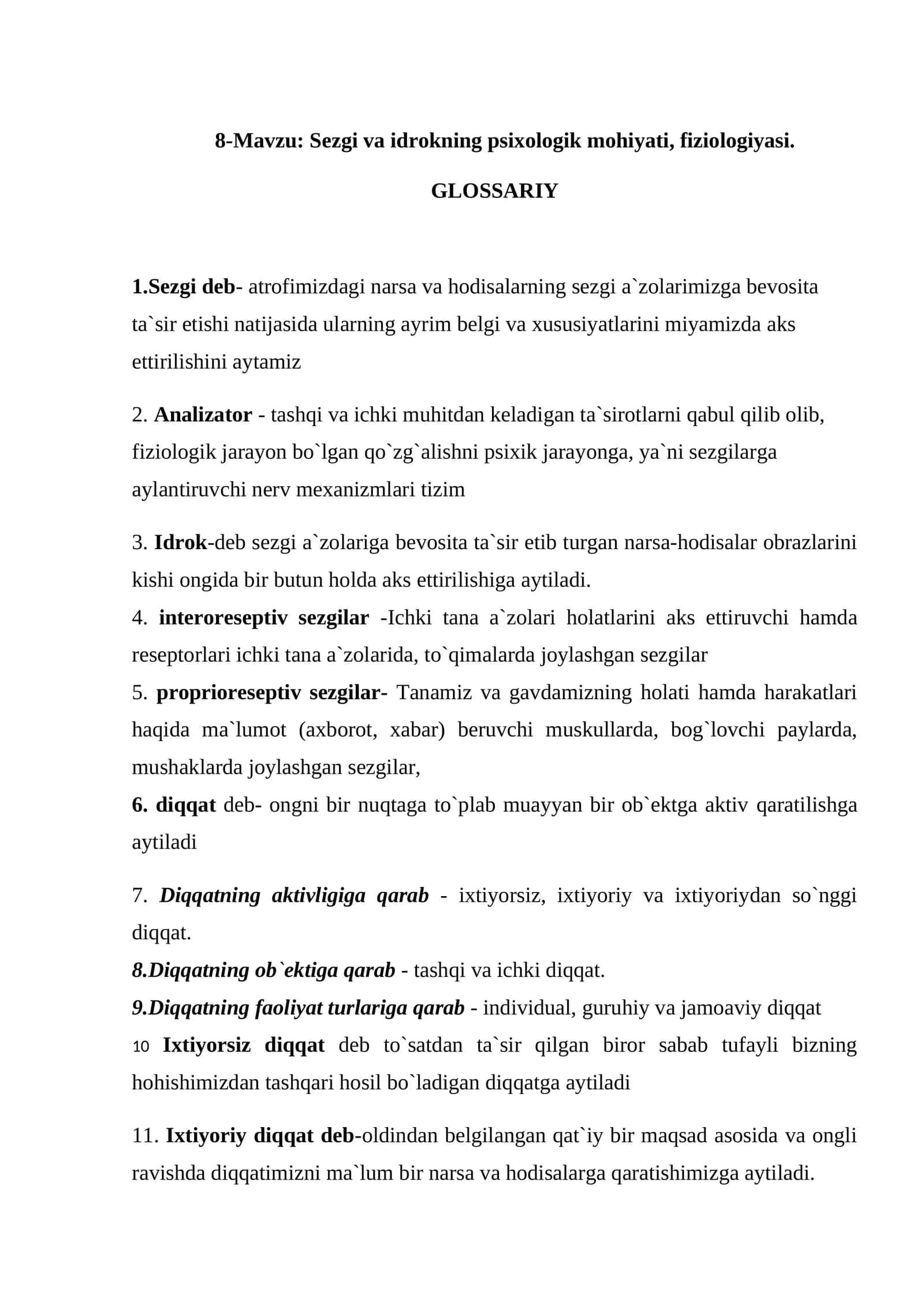 Sezgi va idrokning psixologik mohiyati