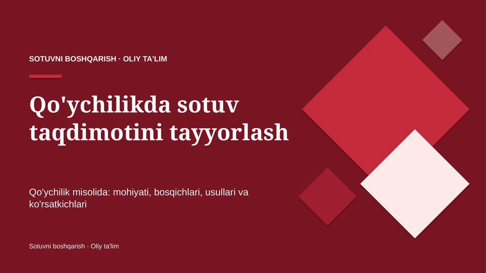 Qo'ychilikda sotuv taqdimotini tayyorlash