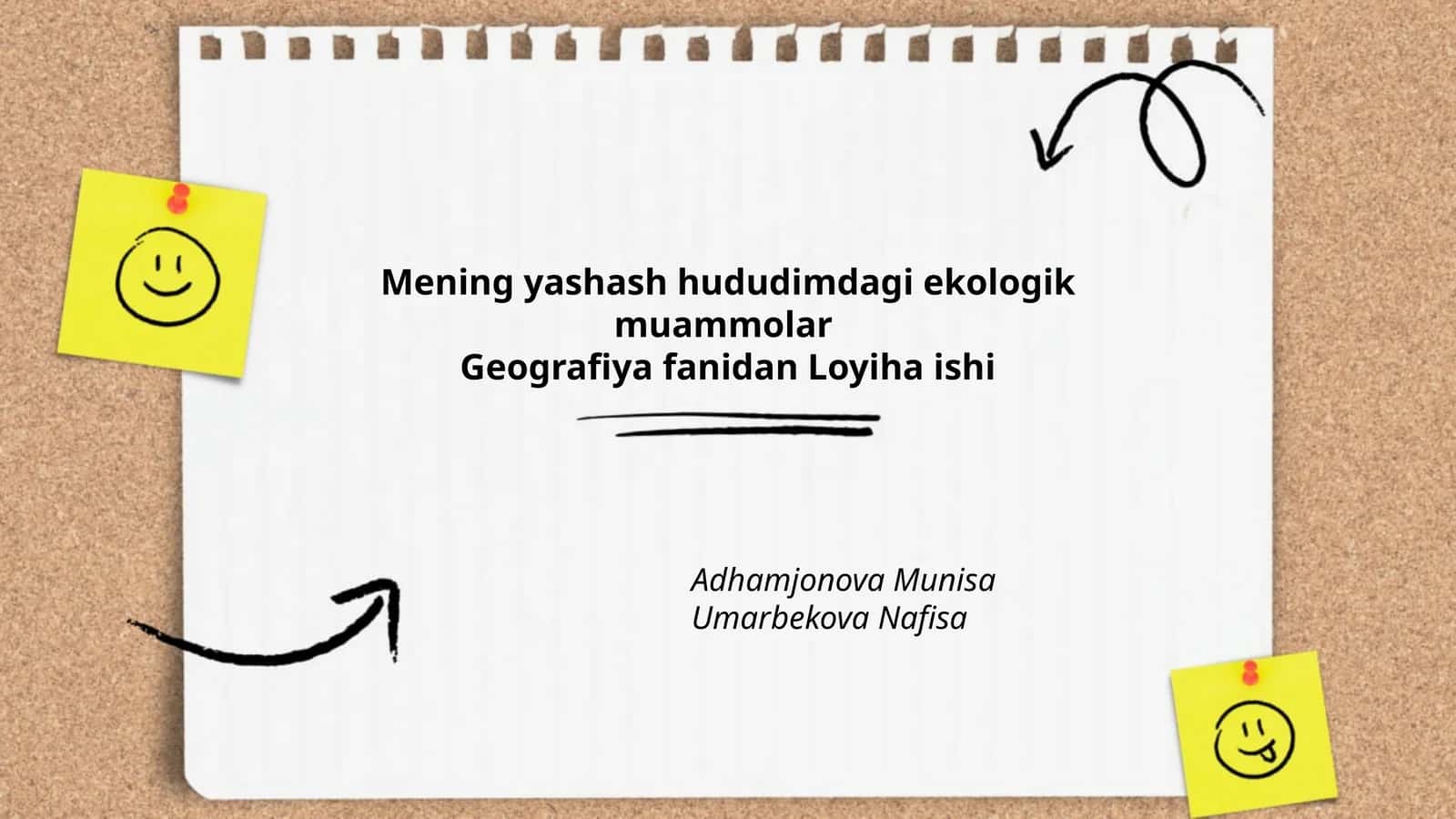Mening yashash hududimdagi ekologik muammolar