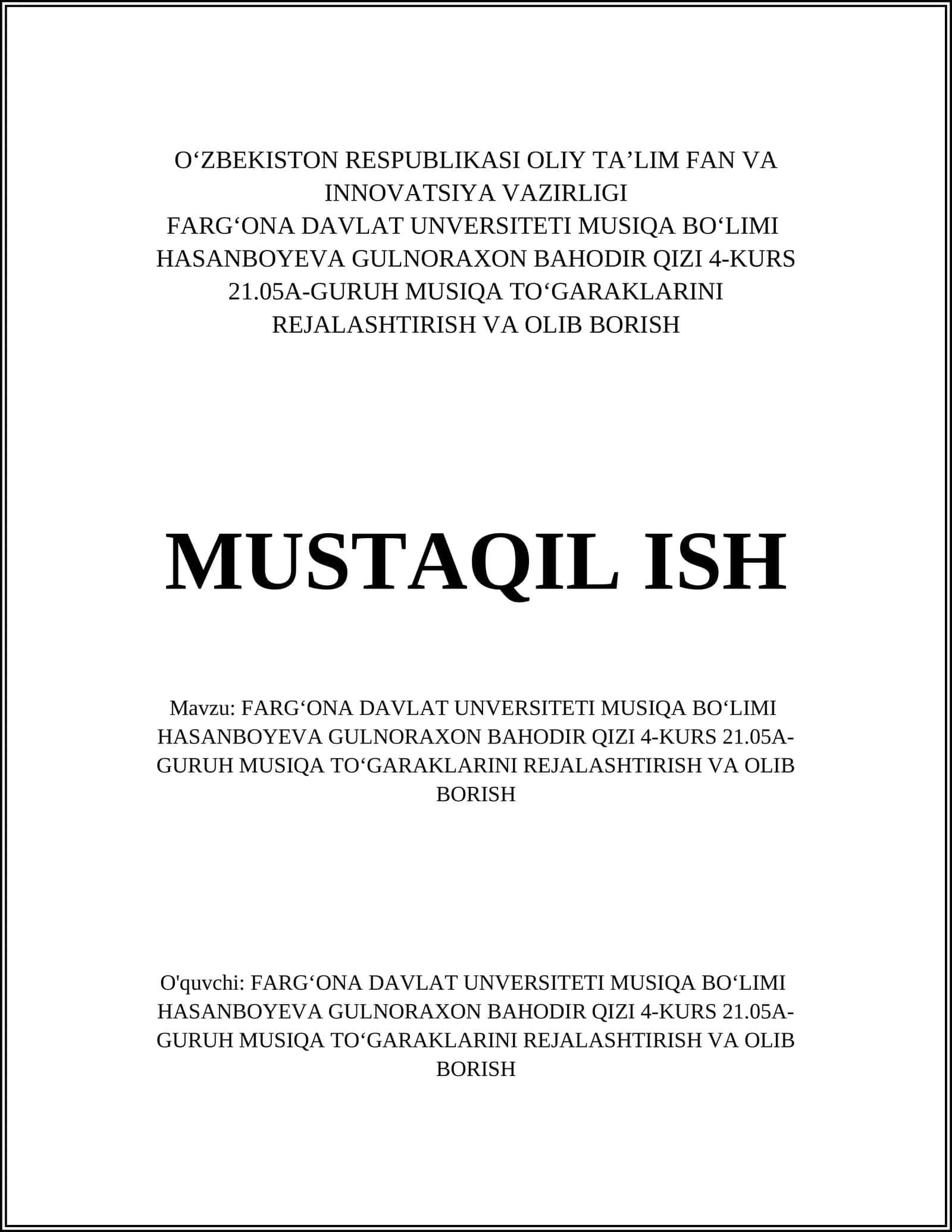 Musiqa To‘garaklarini Rejalashtirish va Olib Borish