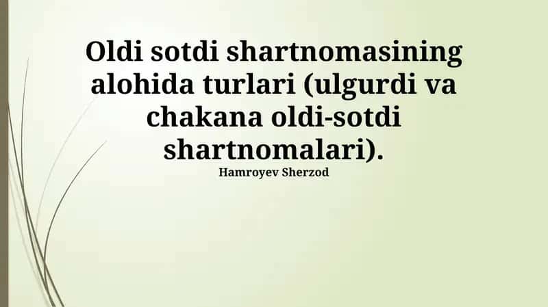 Chakana Savdo-Sotib Olmoq Shartnomalari