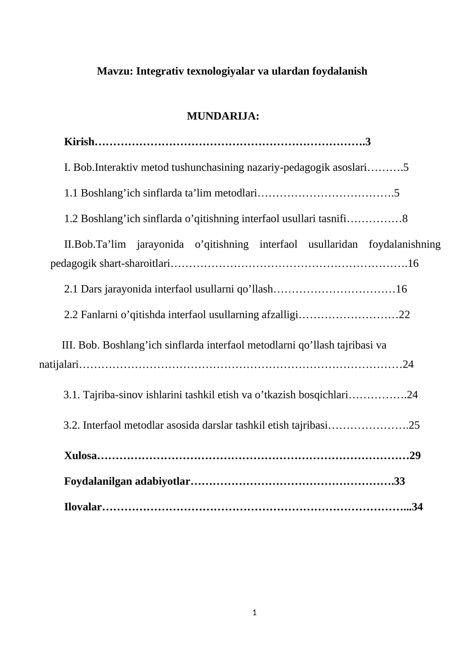 Integrativ texnologiyalar va ulardan foydalanish