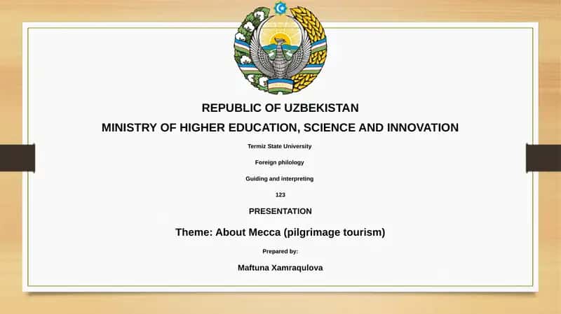 Presentation About Mecca (pilgrimage tourism)