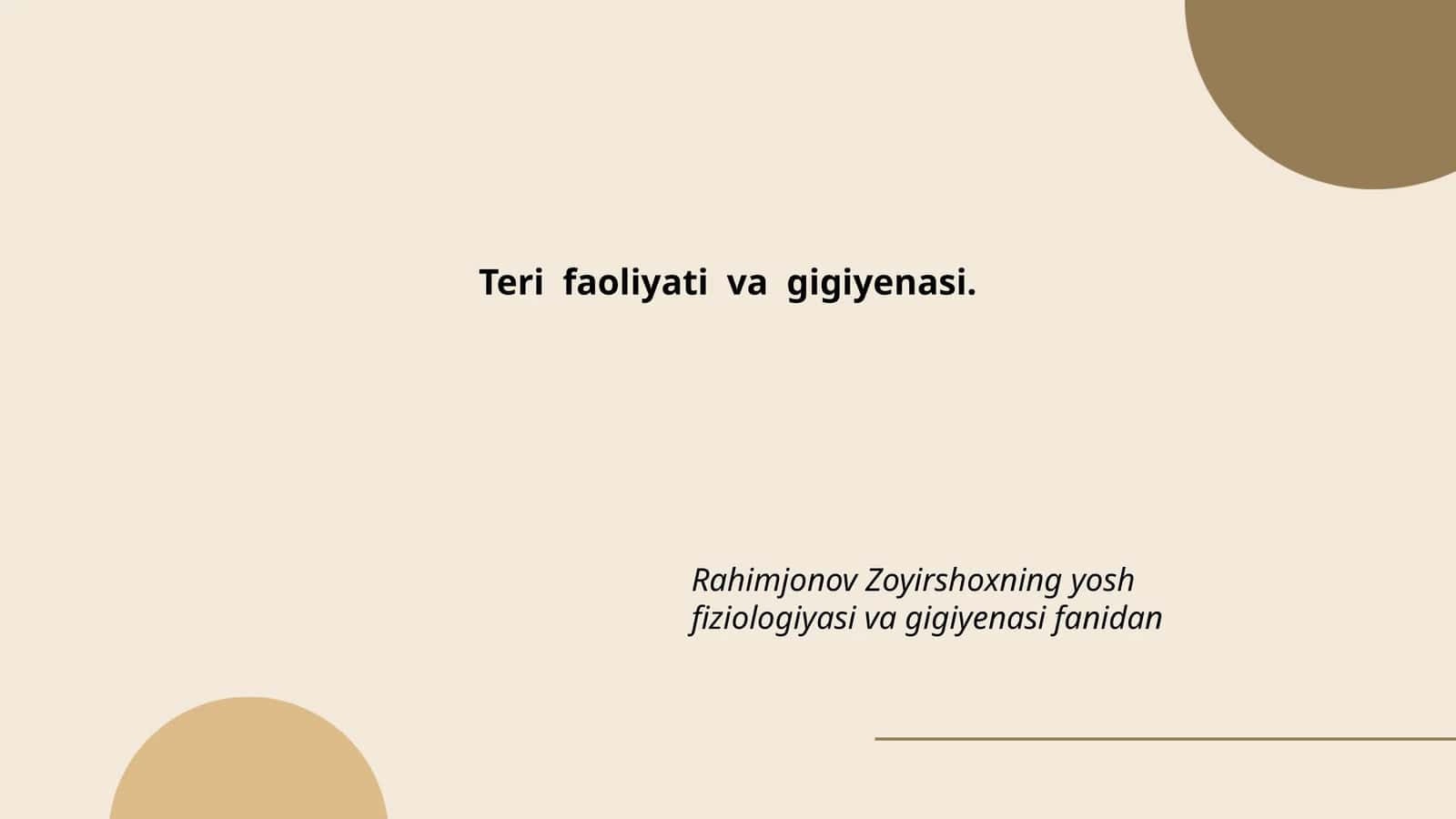 Teri faoliyati va gigiyenasi