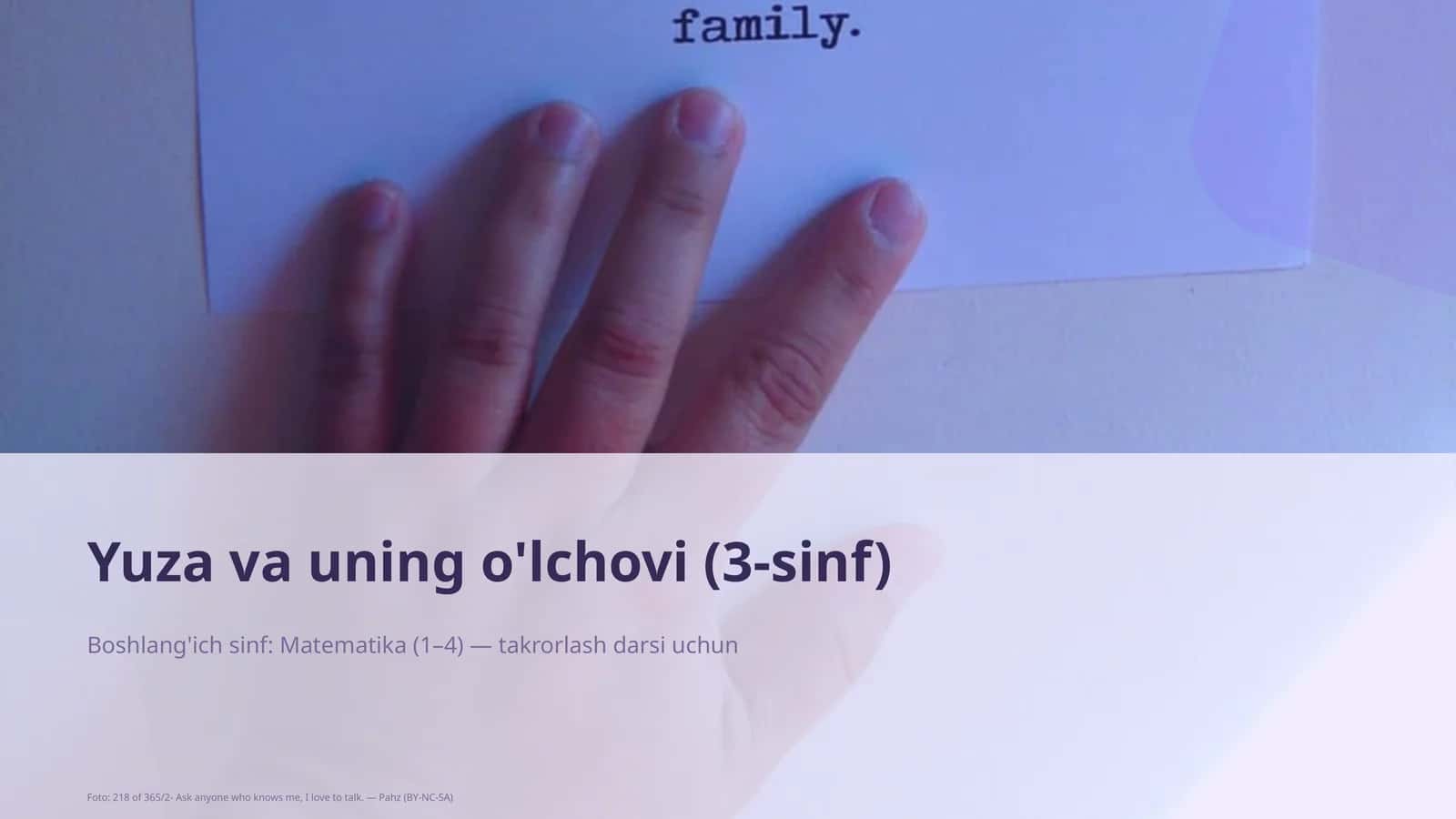Yuza va uning o'lchovi (3-sinf)