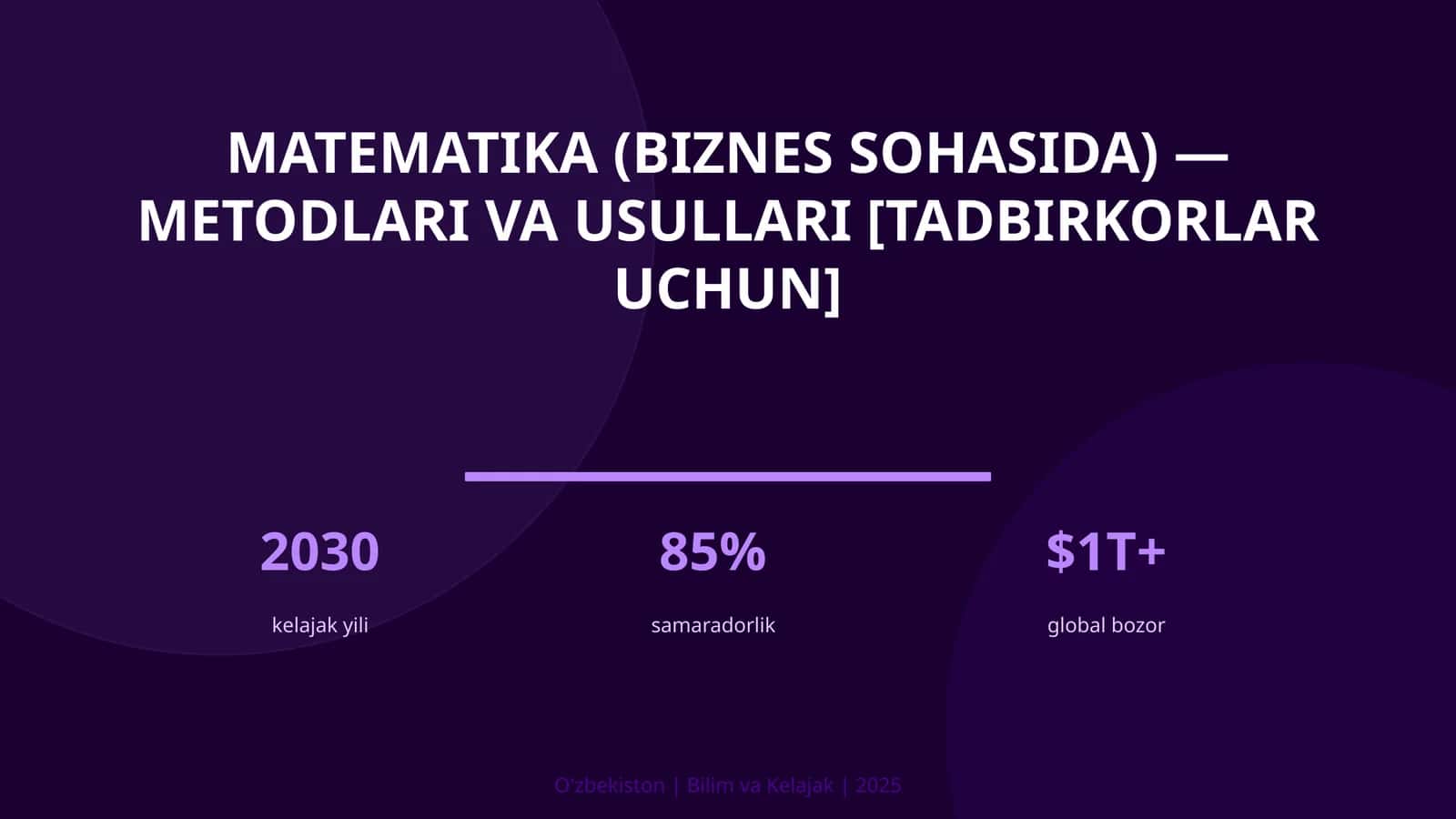 Matematika (biznes sohasida) — metodlari va usullari [tadbirkorlar uchun]