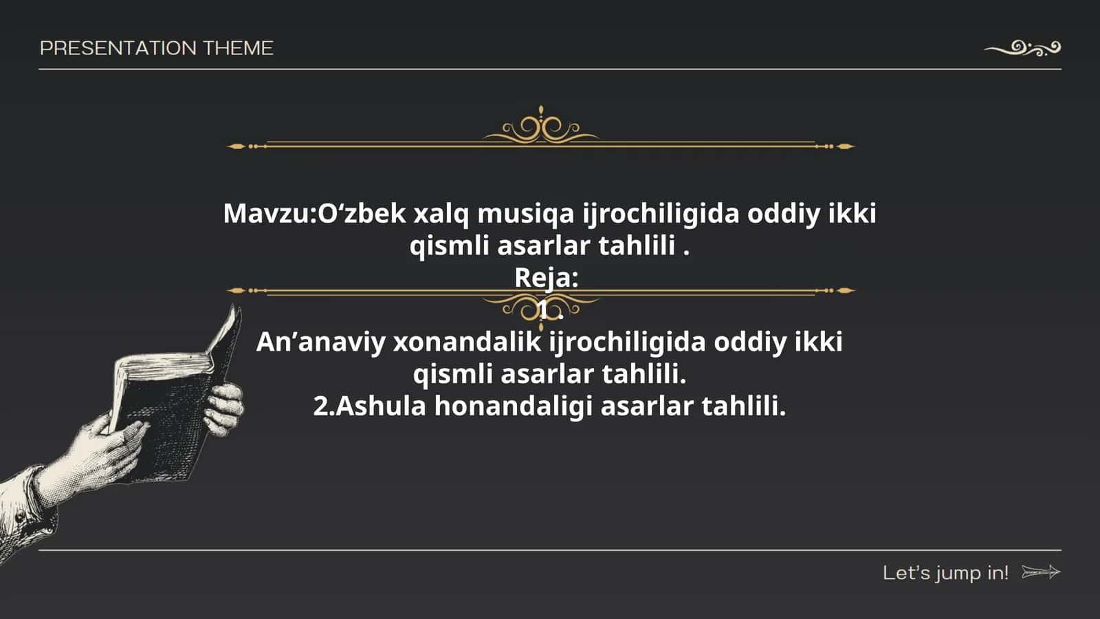 Oʻzbek xalq musiqa ijrochiligida oddiy ikki qismli asarlar tahlili
