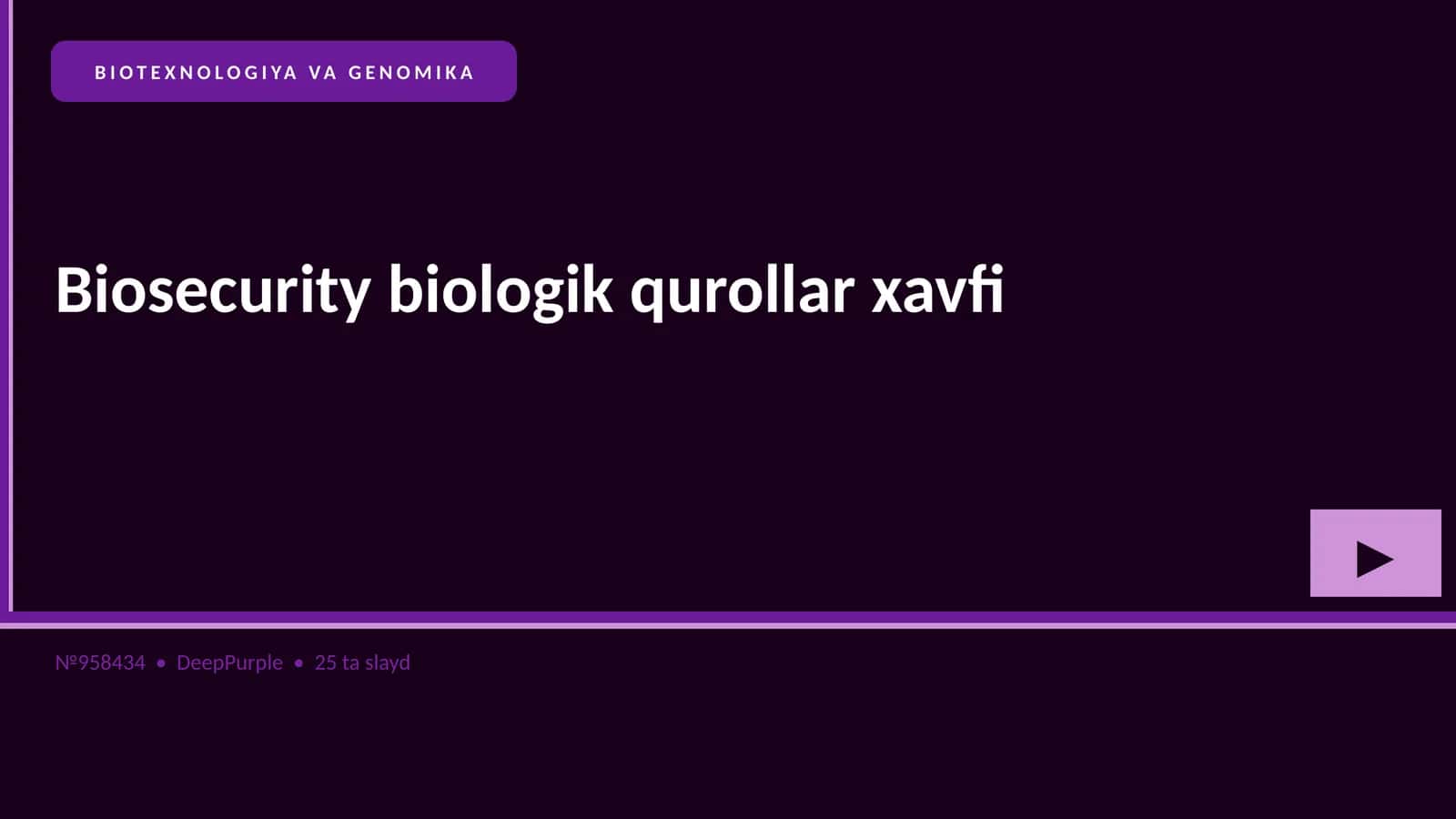 BIOTEXNOLOGIYA VA GENOMIKA