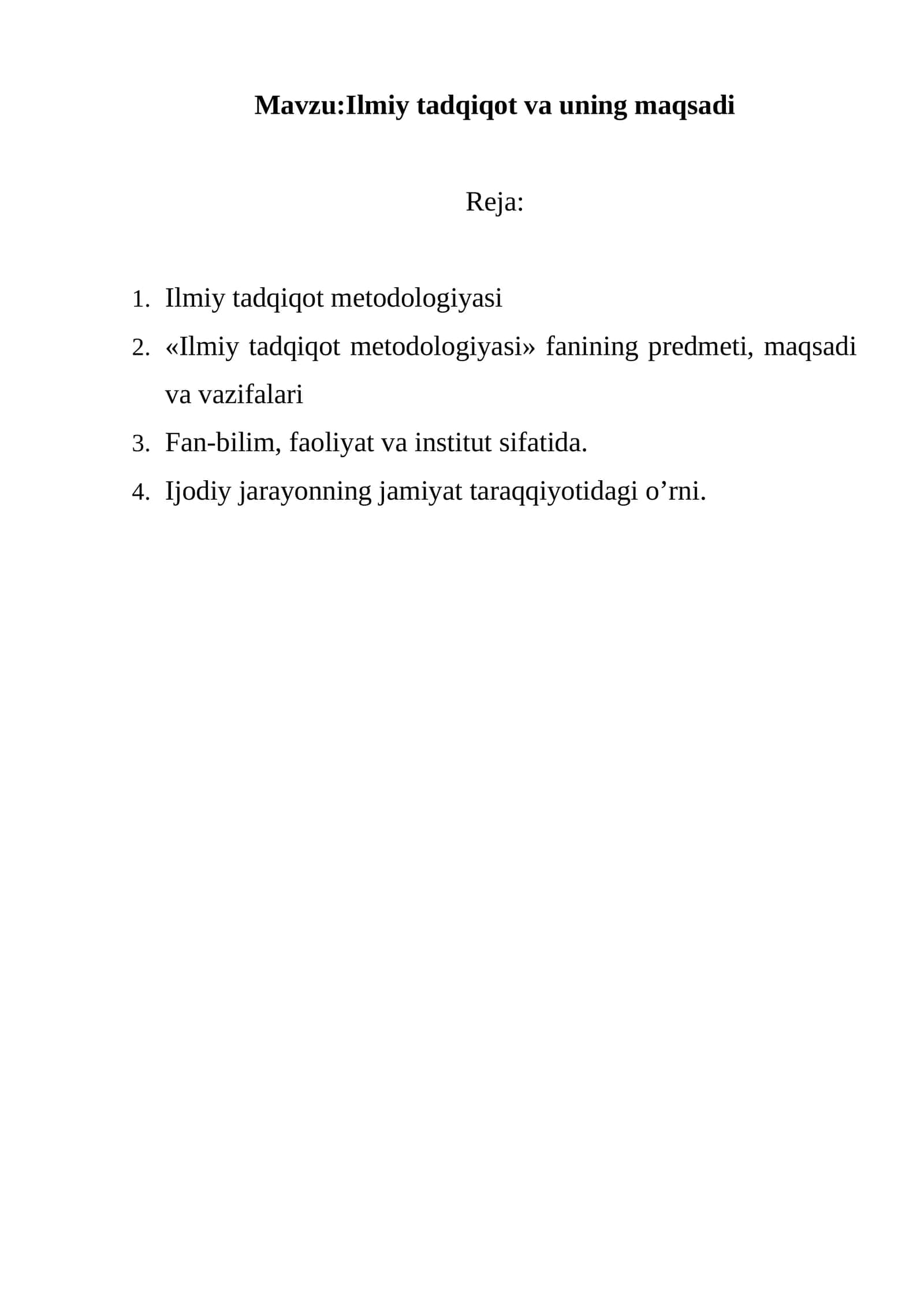 Ilmiy tadqiqot va uning maqsadi