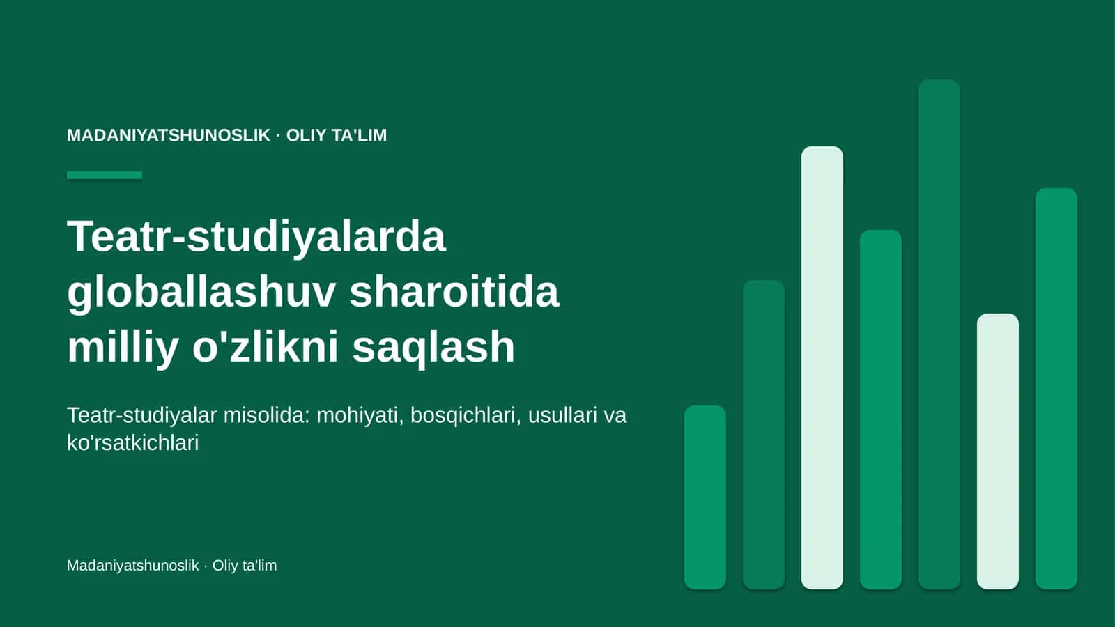 teatr studiyalarda globallashuv sharoitida milliy o'zlikni saqlash 3676