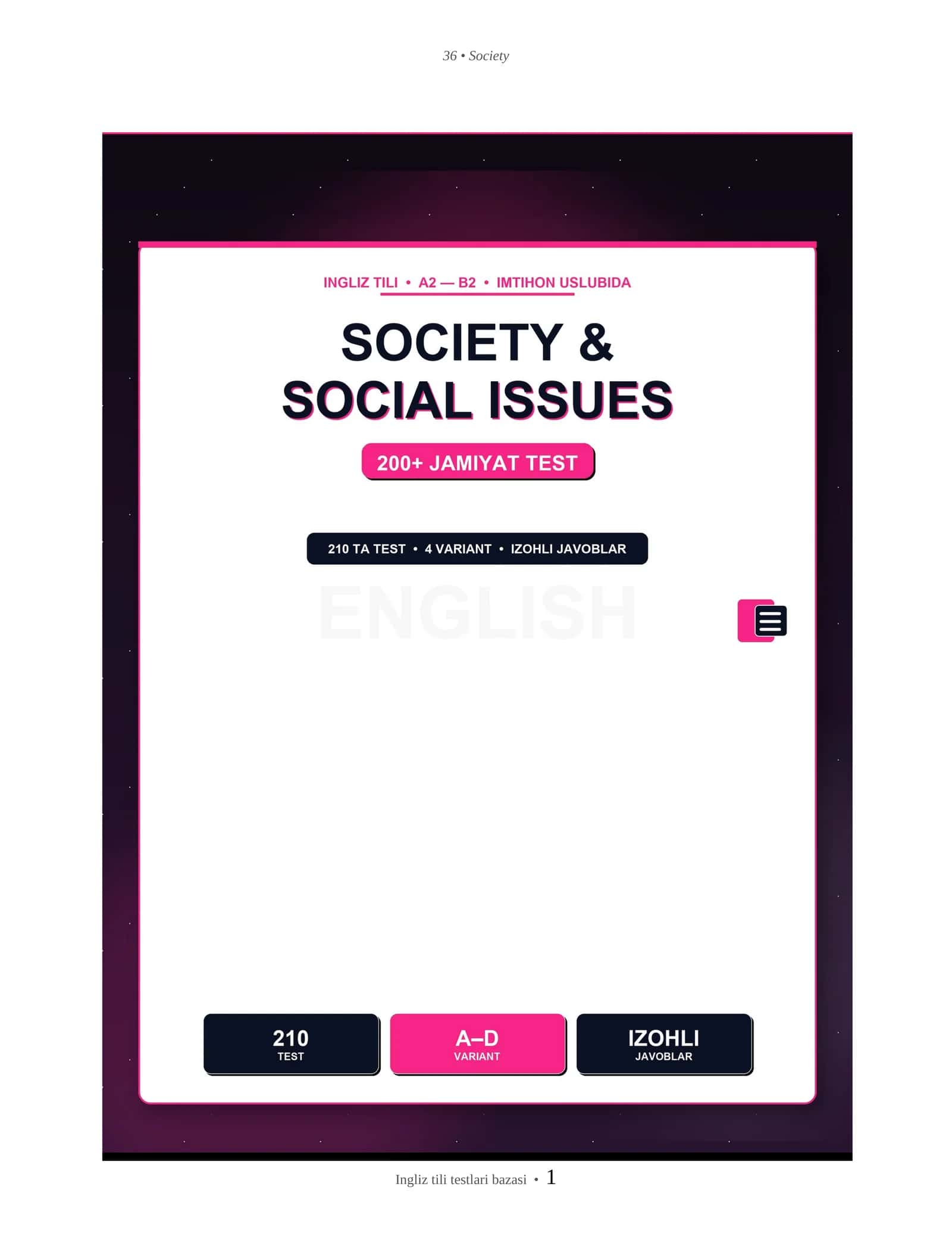 INGLIZ TILI SOCIETY & SOCIAL ISSUES