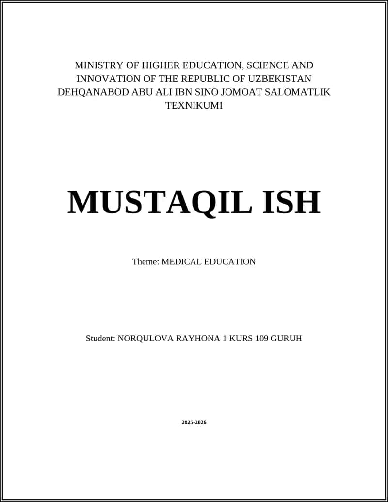 DEHQANABOD ABU ALI IBN SINO JOMOAT SALOMATLIK TEXNIKUMI