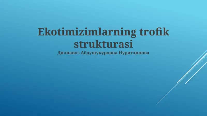 Ekotimizimlarning trofik strukturasi