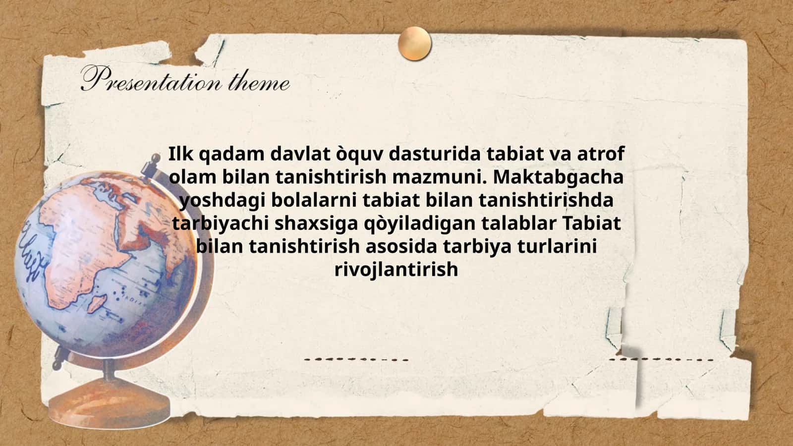 Ilk qadam davlat òquv dasturida tabiat va atrof olam bilan tanishtirish