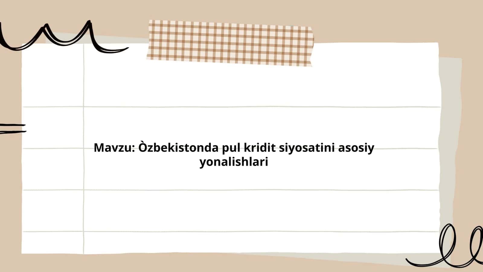 Òzbekistonda pul kridit siyosatini asosiy yonalishlari