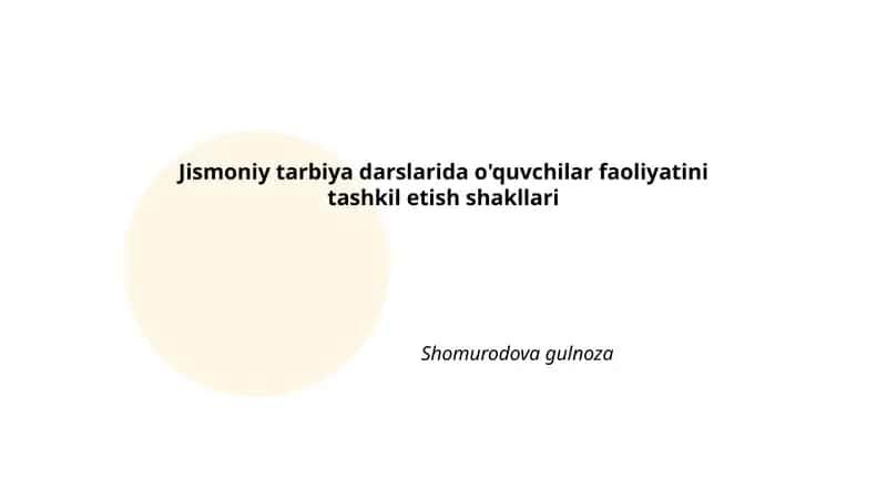 Frontal dars shakli jismoniy tarbiya mashgʻulotlarida