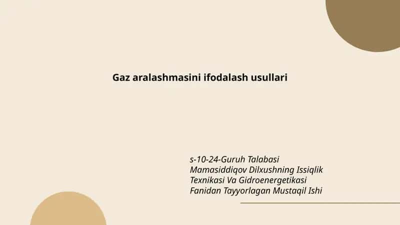 Guruh Talabasi Mamasiddiqov Dilxushning Issiqlik Texnikasi Va Gidroenergetikasi Fanidan Tayyorlagan Mustaqil Ishi
