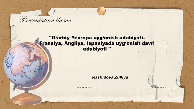 G‘arbiy Yevropa uyg‘onish adabiyoti