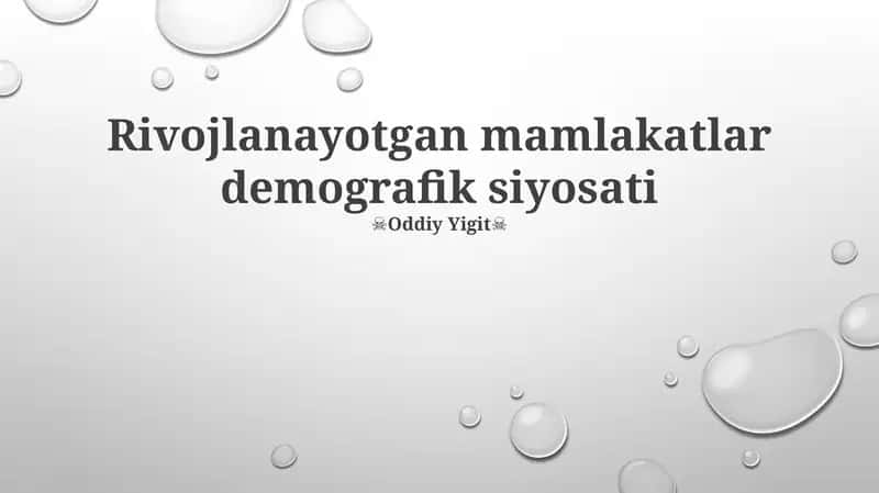 Rivojlanayotgan mamlakatlar demografik siyosati