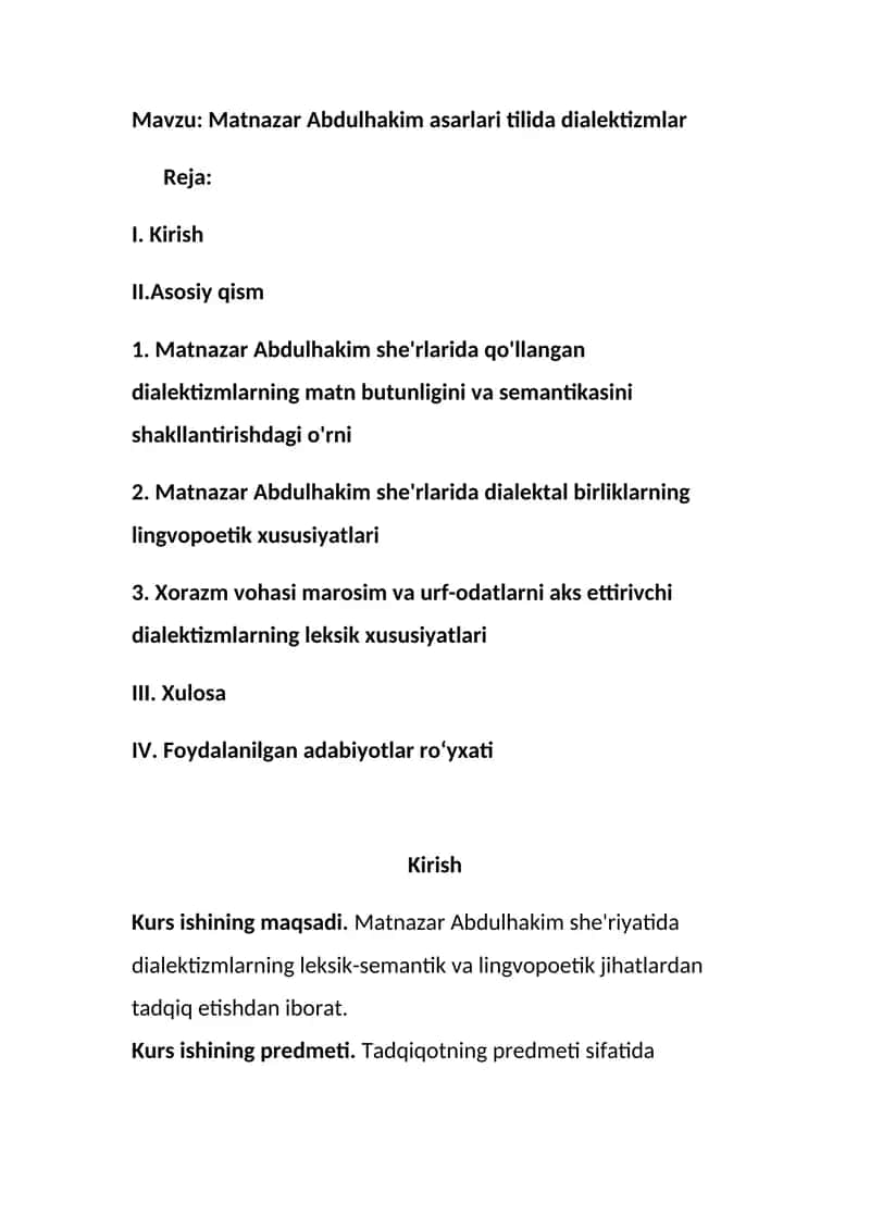 Matnazar Abdulhakim asarlari tilida dialektizmlar