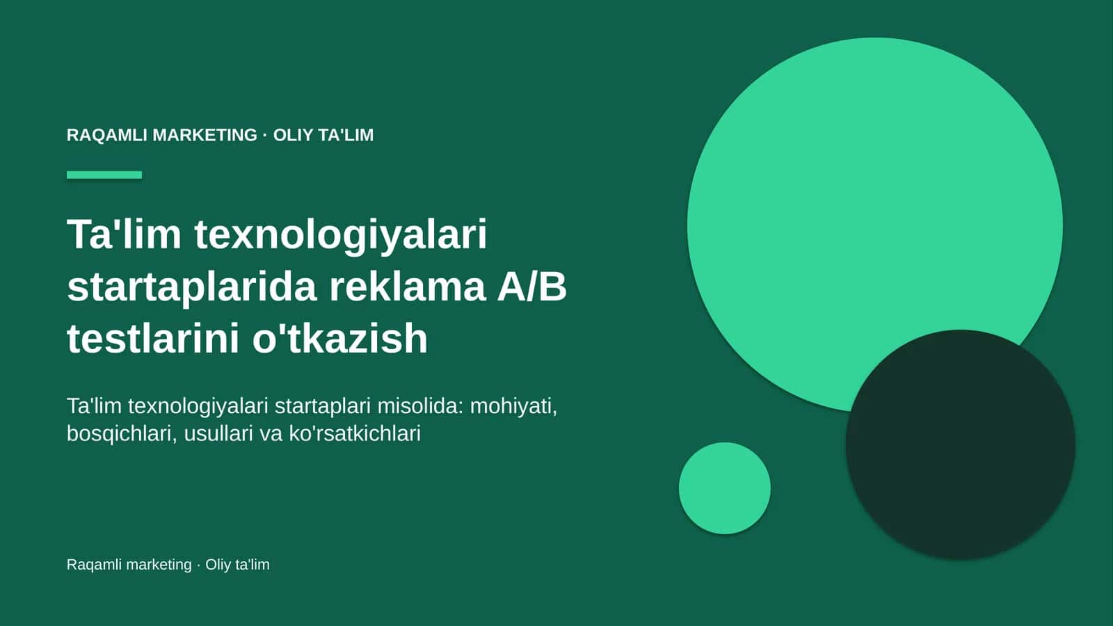 ta'lim texnologiyalari startaplarida reklama a b testlarini o'tkazish 1213