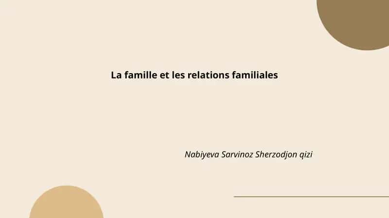 La famille et les relations familiales